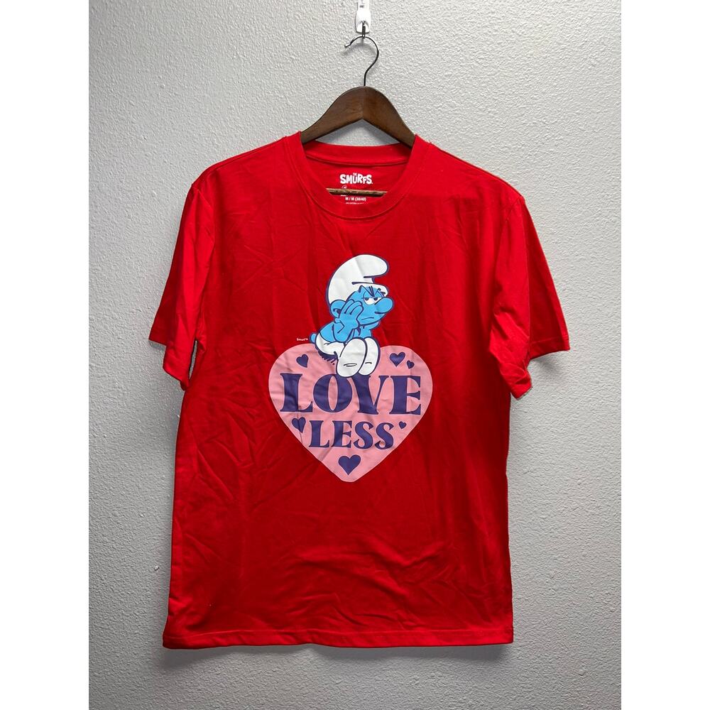 The Smurfs Shirt Loveless Love Less Red Graphic Tee Cartoon Medium